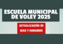 Vóley | Actualización de días y horarios de Escuelas Municipales